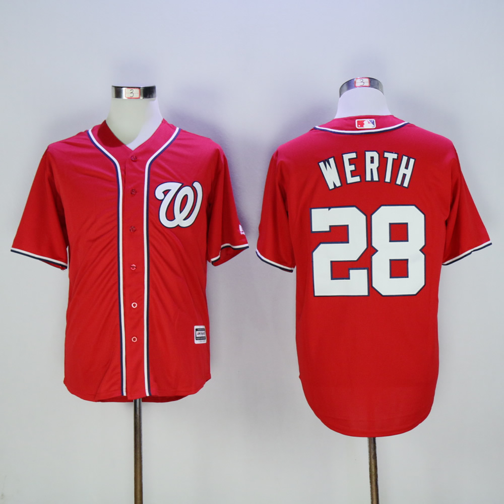 Men Washington Nationals 28 Werth Red MLB Jerseys